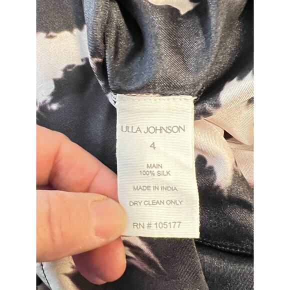 Ulla Johnson Noir Blur Sawyer 100% Silk Wide Leg Elastic Waist Pants Size 4 - Picture 8 of 9